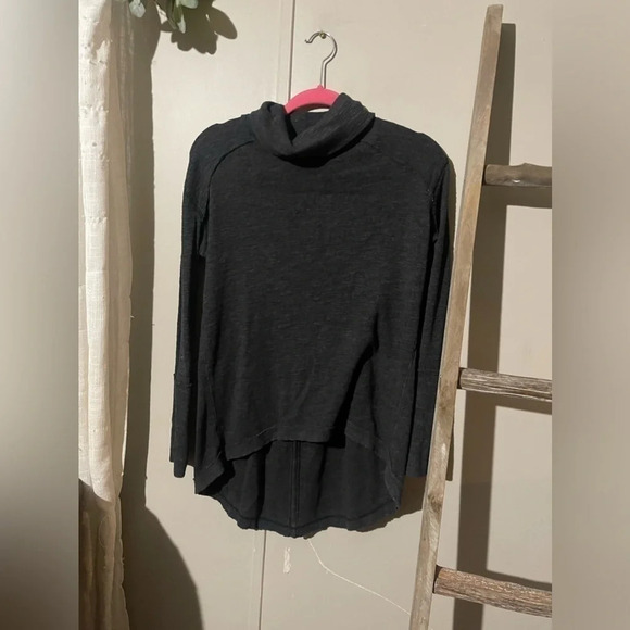 We the Free Turtle Neck Open Back Top Dark Gray Color - Picture 1 of 8